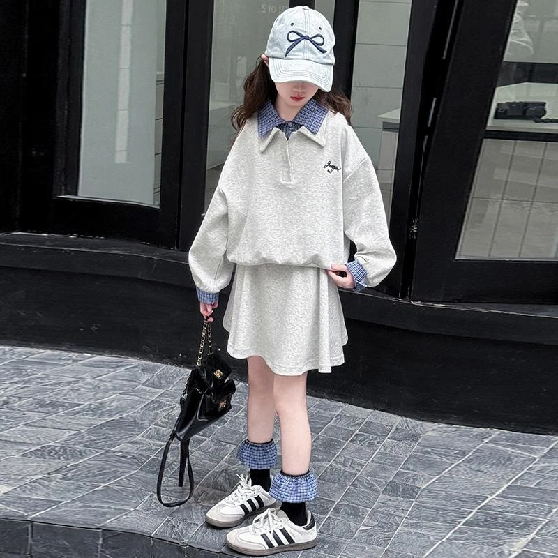 女童套装潮款2025新款时髦套裙儿童秋季韩版洋气卫衣短裙两件套