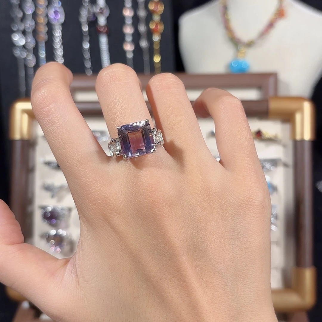 无***韵烟晶戒指银S925镶嵌