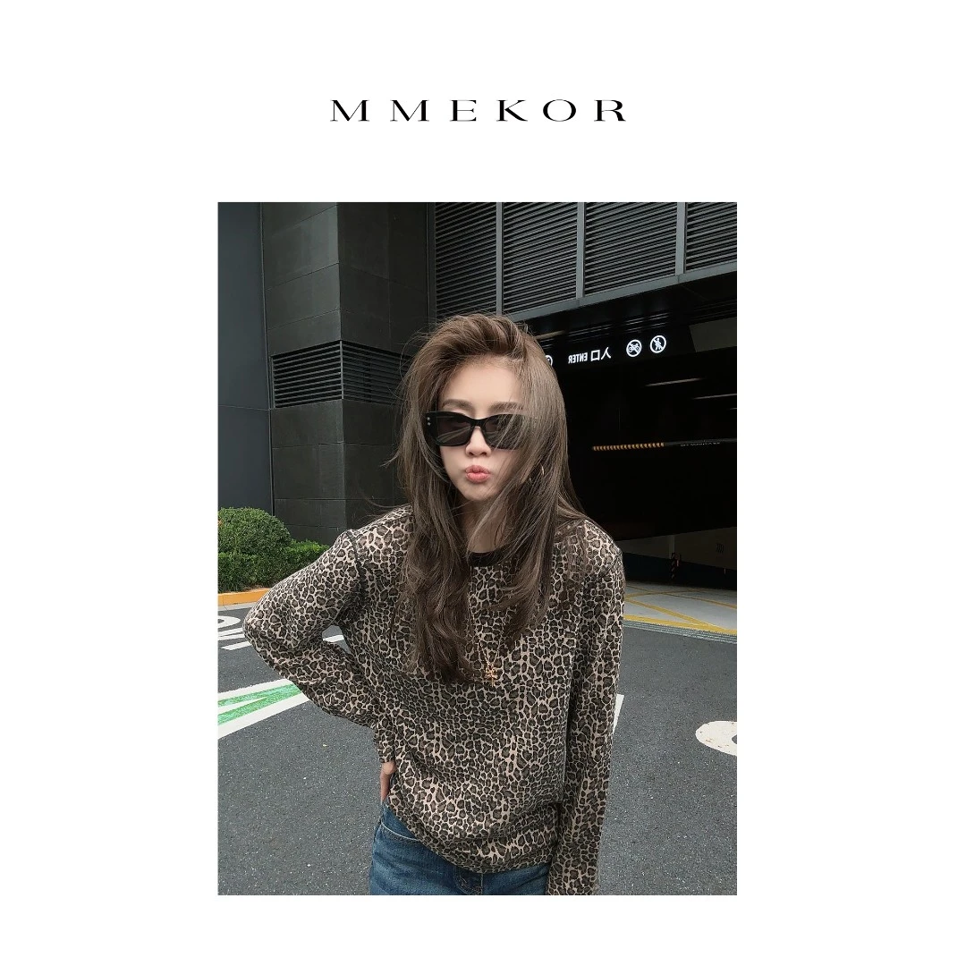 MMEKOR “豹纹女友”T恤 2025新款秋款未来辣妹时髦长袖 30605