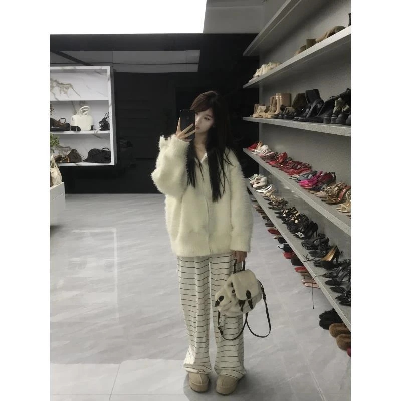 *尹千金*【奶油团子】倩毛绒绒外套针织连帽开衫S100801