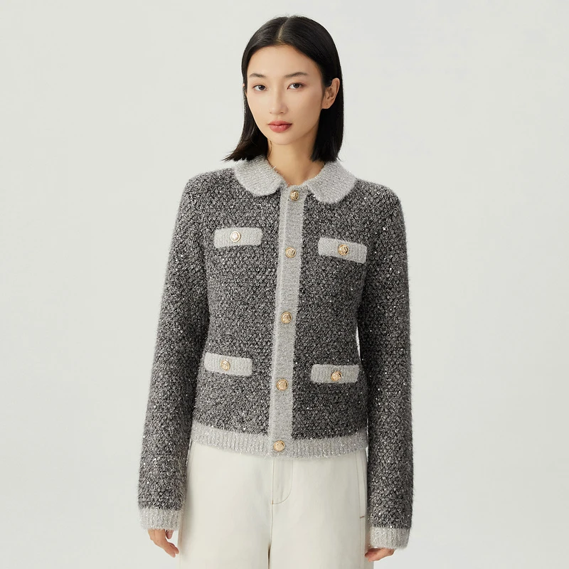 【直播专享】哥弟真的好珠片金银丝小香风开衫A400983