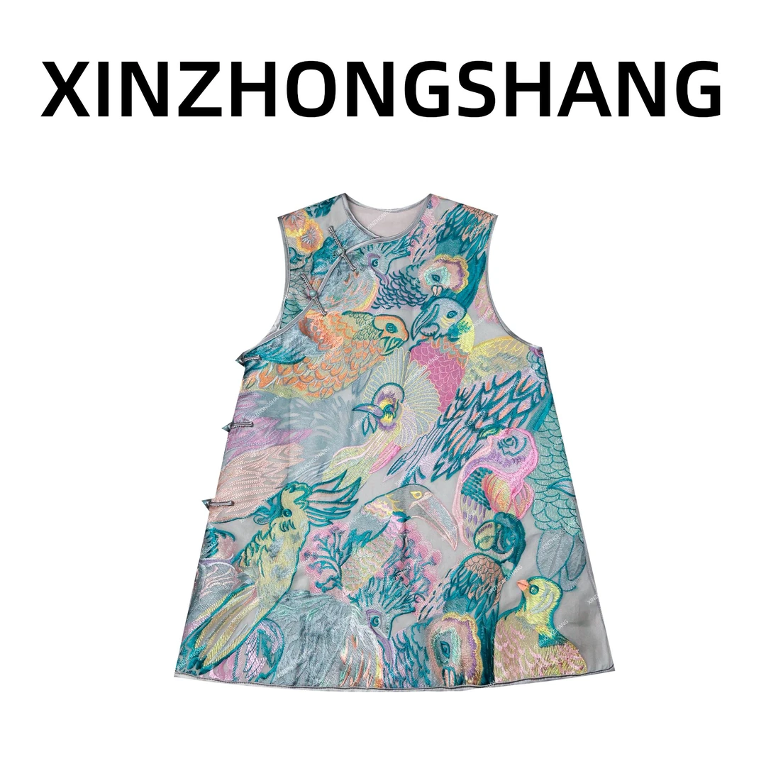 【百鸟绣彩马夹裙】新中裳-深圳原创新中式国风刺绣马夹长裙890599