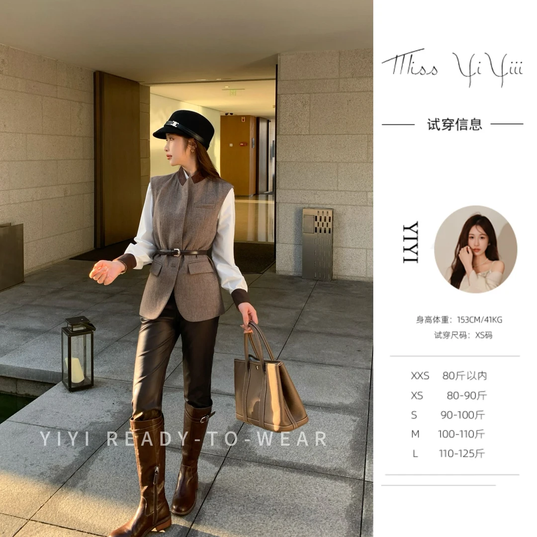 【BC骑士马甲】<YiYiii>小个子时尚马甲衬衫上衣修身显瘦高级裤子