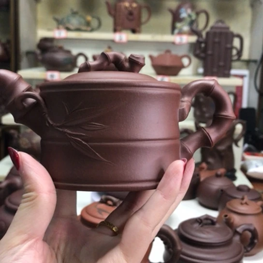 紫砂茶壶野****朱一品竹段底槽清