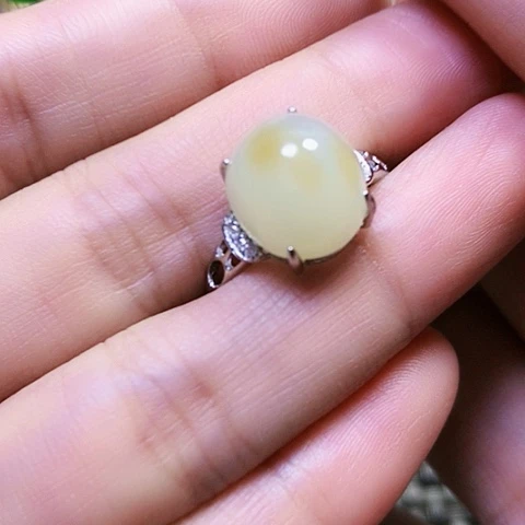 和田玉银S925镶嵌戒指