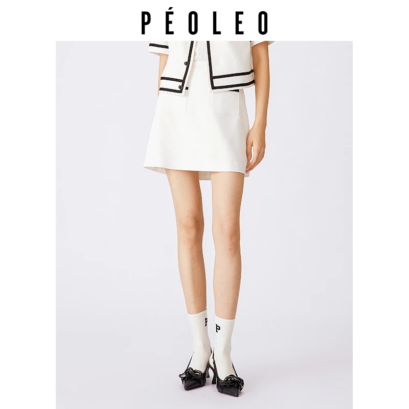 【岚岚专属】PM3115225白色半身裙撞色修身时尚春夏拼接小香风女装