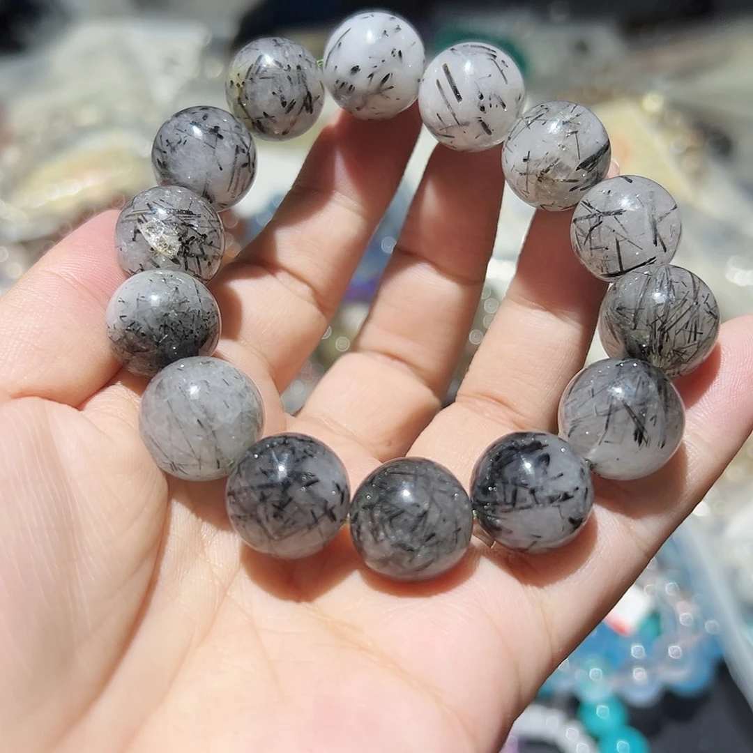 水晶手链未镶嵌黑发晶15毫米74号