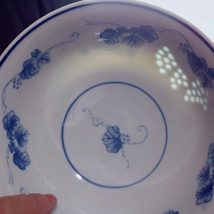 青花玲珑7寸面碗葡萄