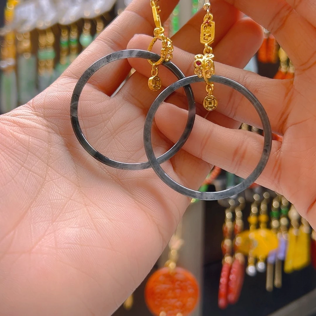 合金翡翠耳坠翡翠