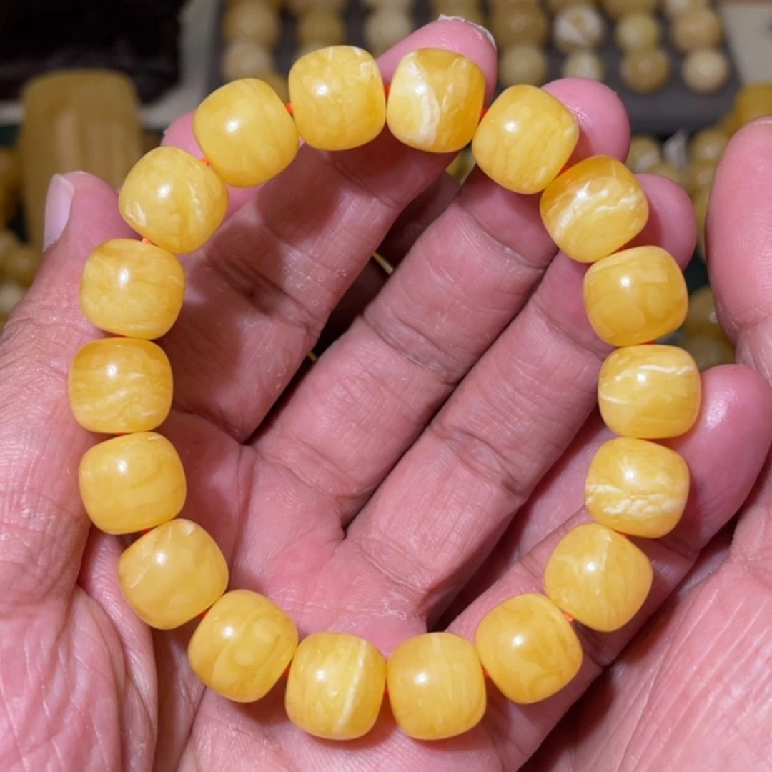 蜜蜡未镶嵌珠宝奇石12mm焦皮同料老型手串19.5