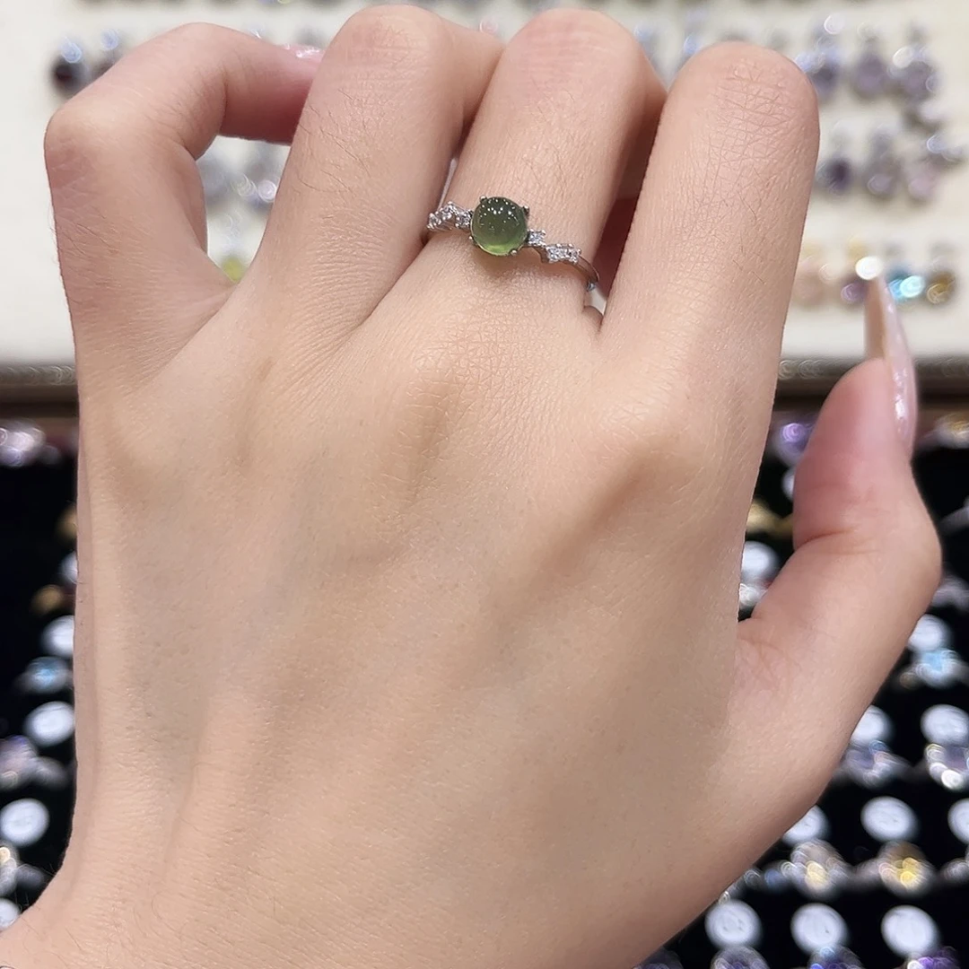 岫玉银S925镶嵌戒指