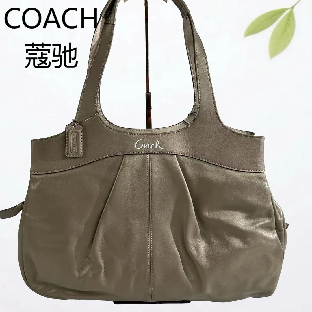 99新 COACH/蔻驰 浅香槟金腋下单肩包G25803814底长38X27