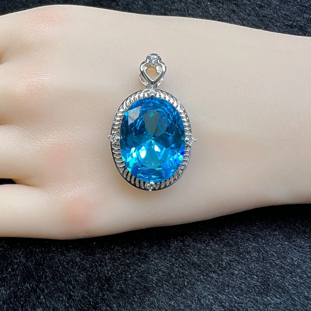 【托帕石】S925银天然托帕石吊坠P0099