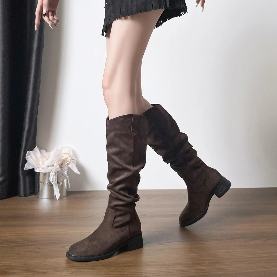 显瘦百搭时装靴女靴高筒靴长筒内增高厚底骑士瘦瘦靴长靴弹力女靴