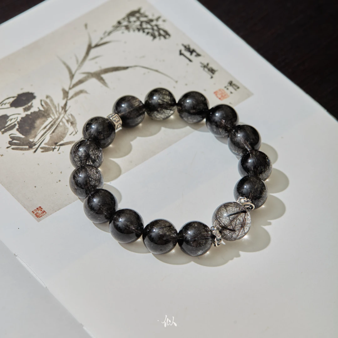 【以墨】·似梓珠宝· 黑发晶手串  XYGD431004-E