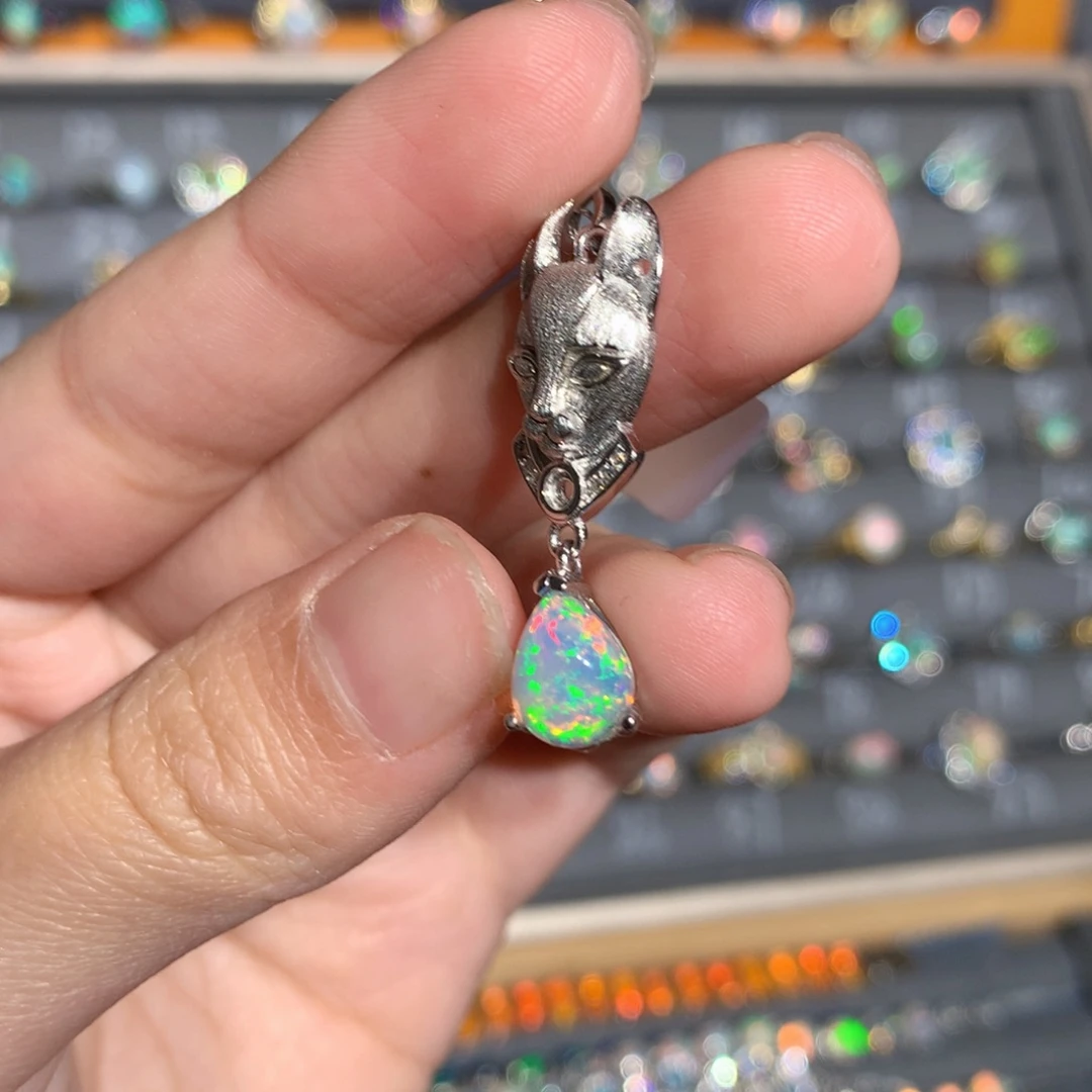 银S925镶嵌欧泊欧泊吊坠y