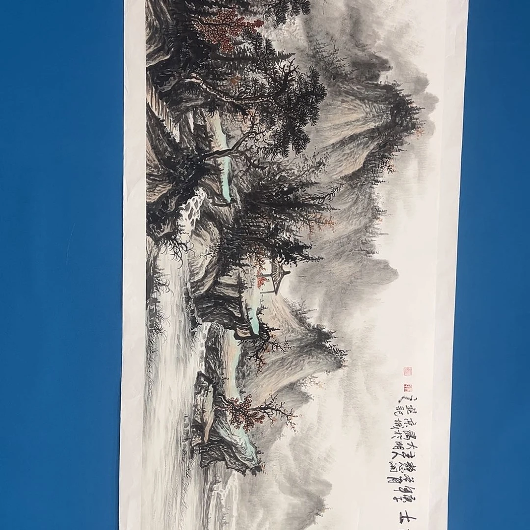 国画朱大明原作溯源带证件合影视频