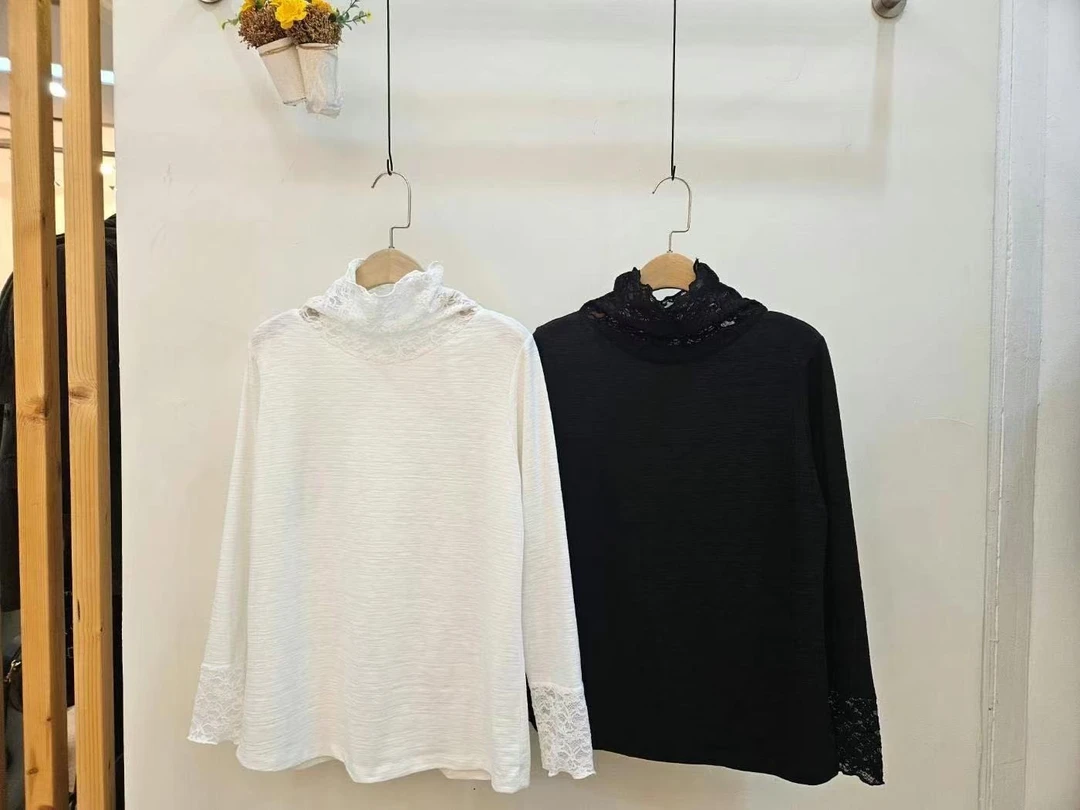吸引你韩国正品法式气质蕾丝高领长袖打底衫