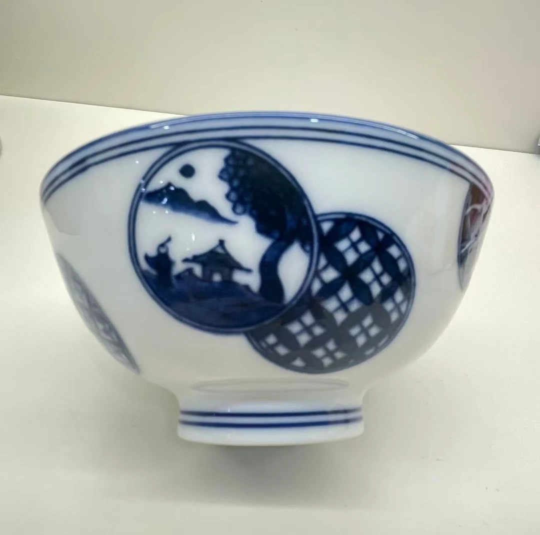 日本美浓烧瓷器纯手工手绘风车碗懿飛阁百货 1080-1880