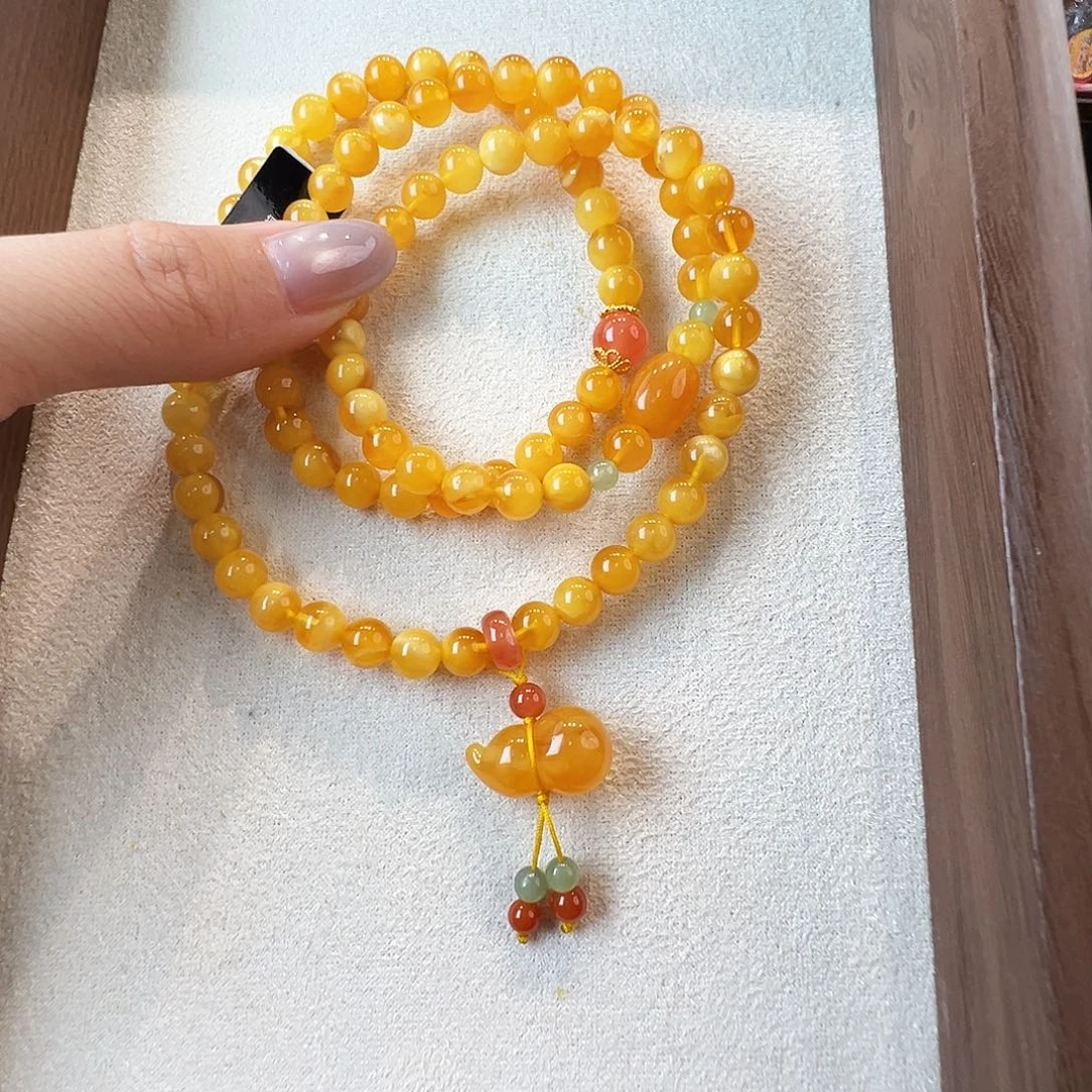 蜜蜡未镶嵌手链蜜蜡6.4mm