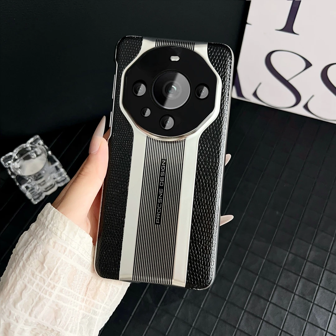 适用华为Mate60/Pro/+/RS手机壳跑道奢纹系列电镀素皮硬壳轻奢