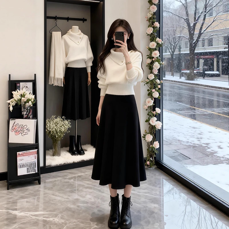 【月光洗帛】宽松设计感小众显瘦针织衫女士2025冬季新款高级感毛衣