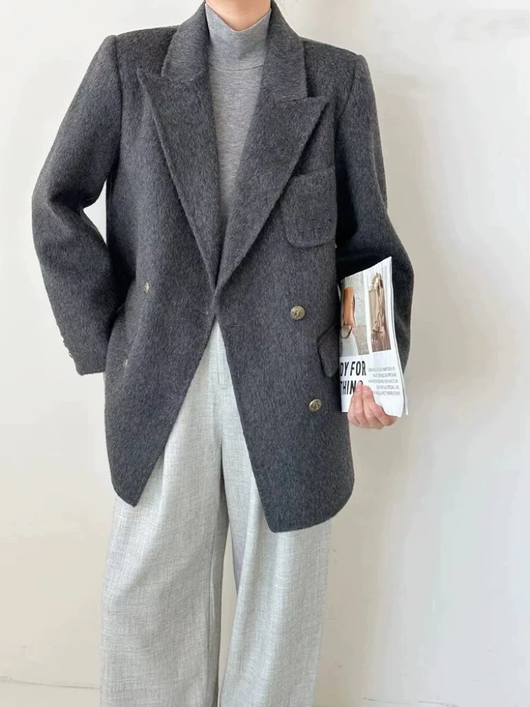 DD-79054 中长款西服双排扣羊毛大衣