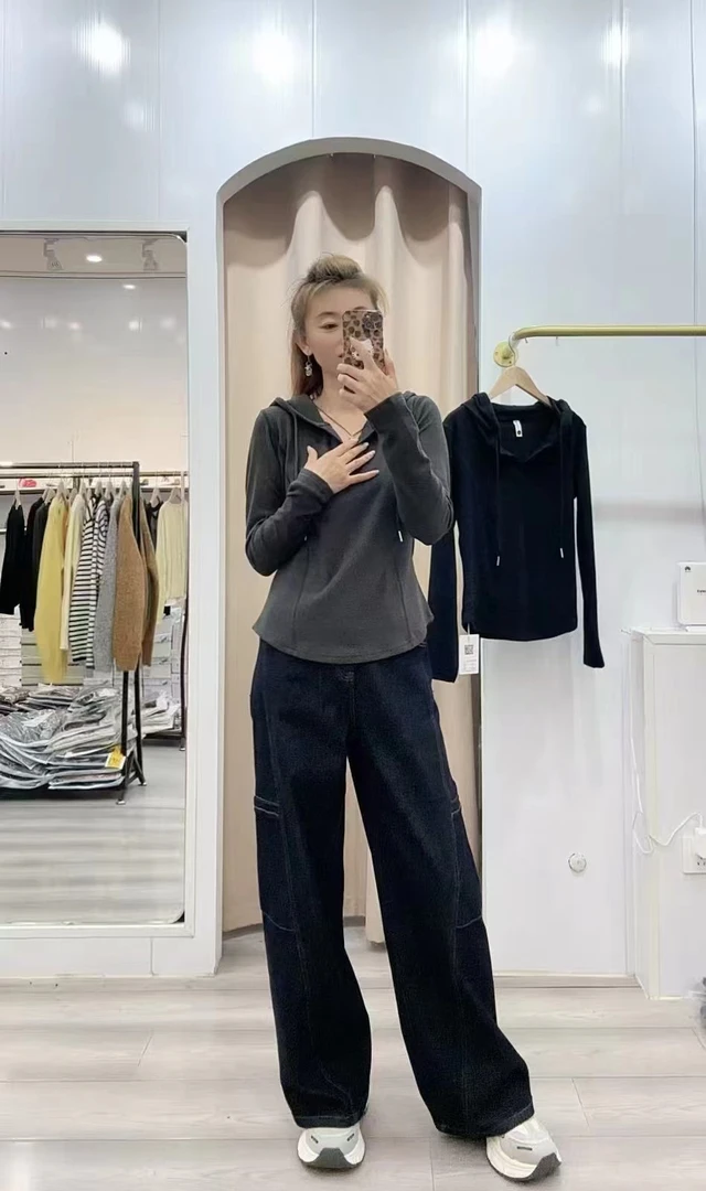 【娜姐家】24#秋款双面糯米绒连帽小蛮腰帽衫