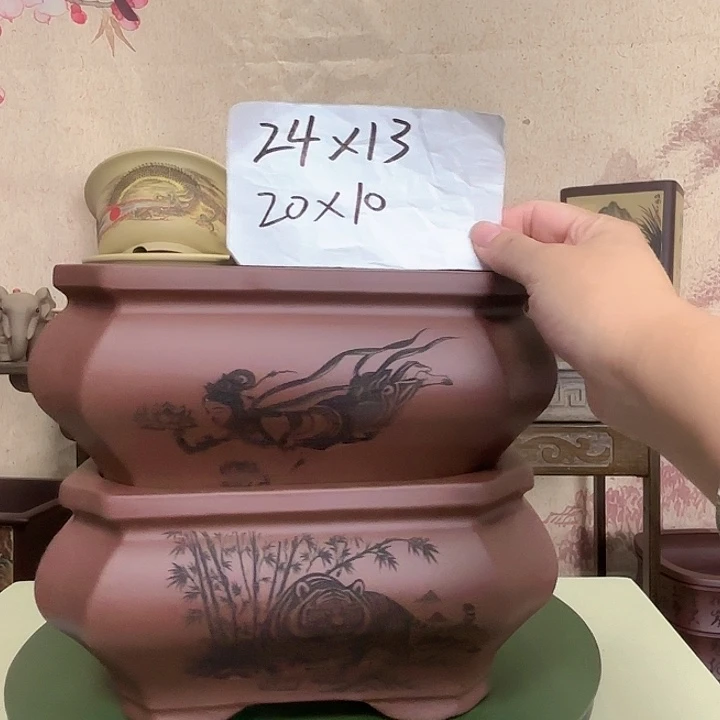 紫砂花盆老虎+敦煌