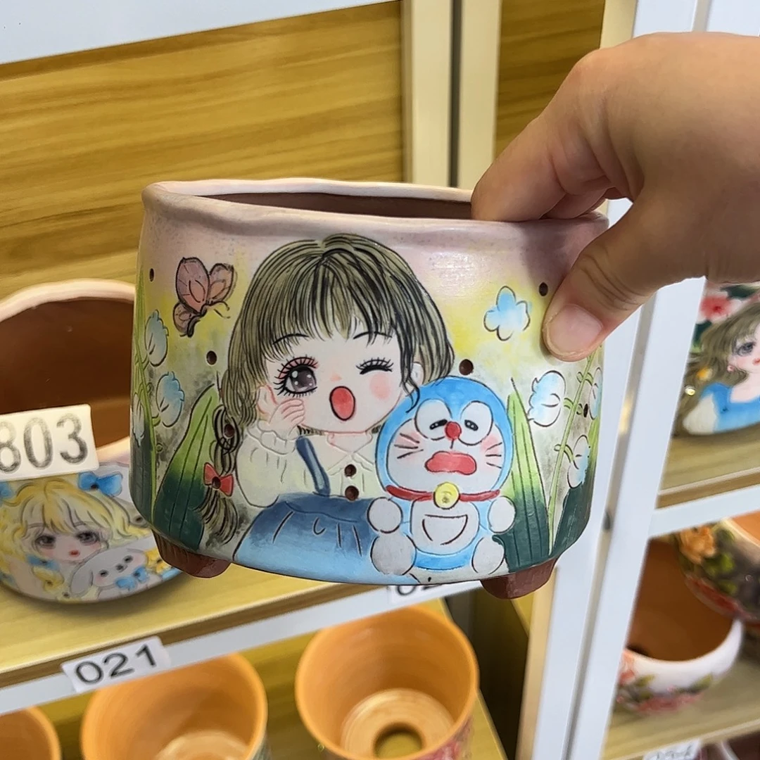 闹***粮景德镇炫彩手绘景德镇陶瓷花盆