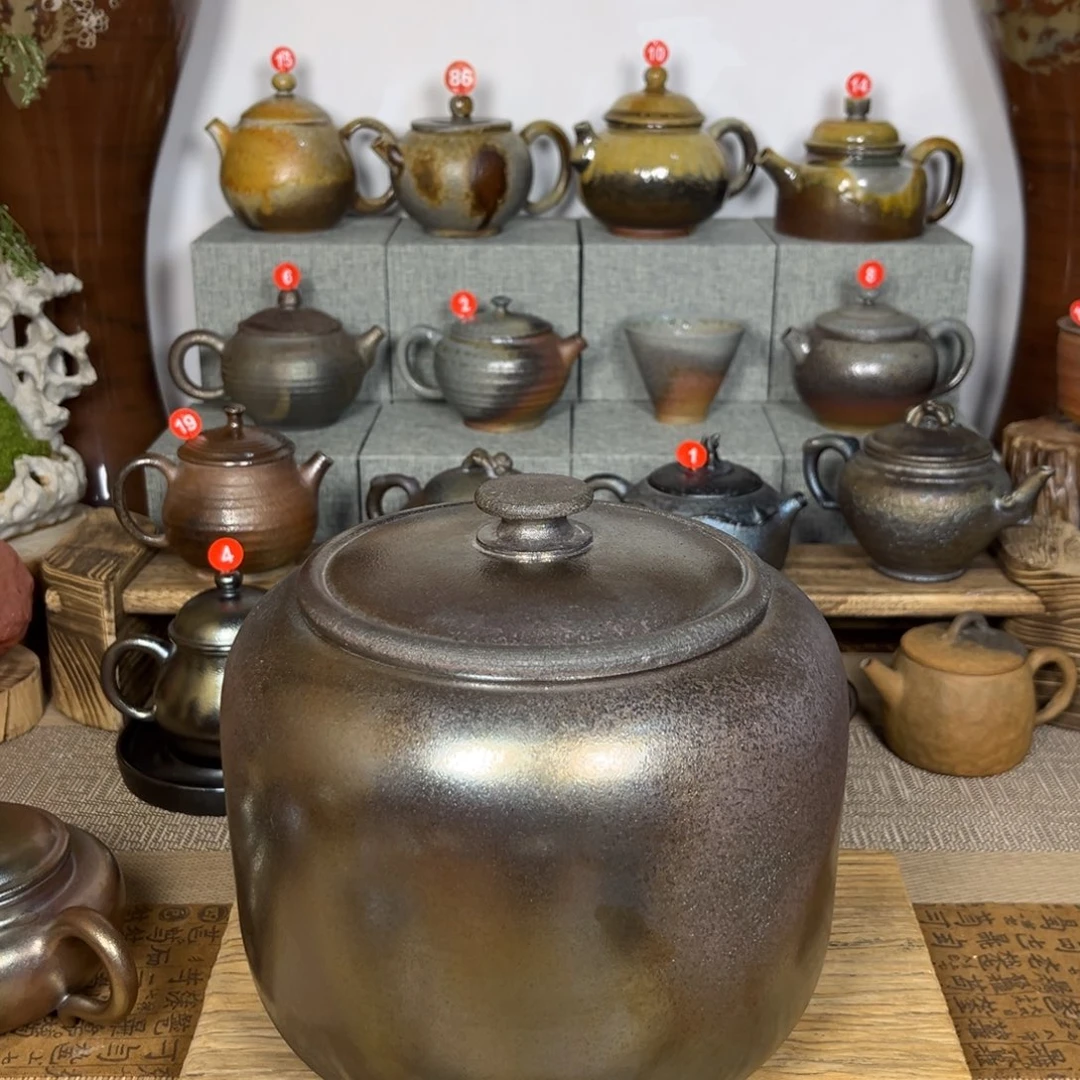 壶建水紫陶紫泥柴烧醒茶罐