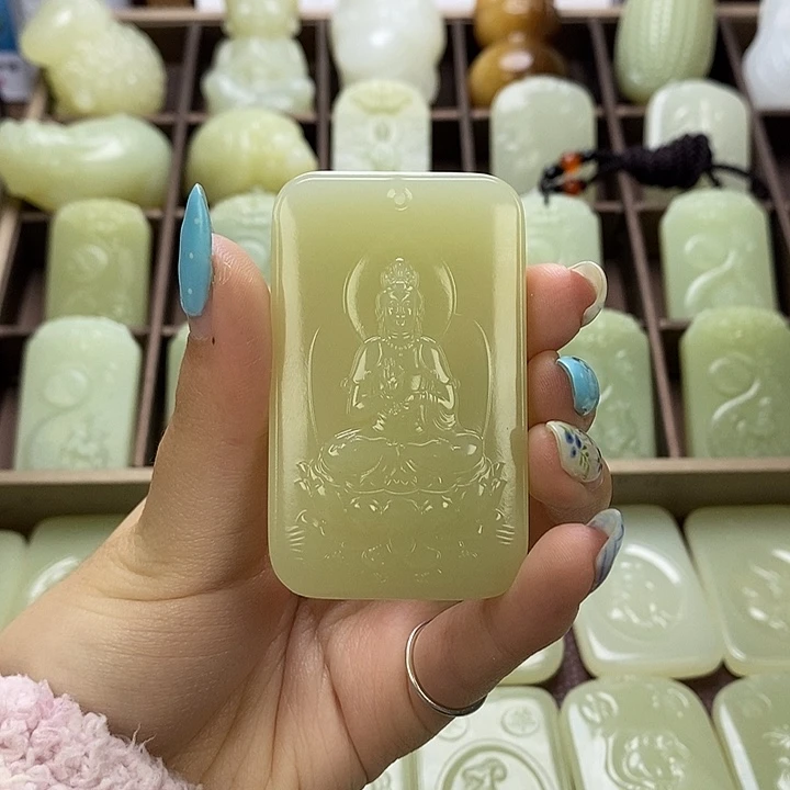 昆仑石双面观音牌