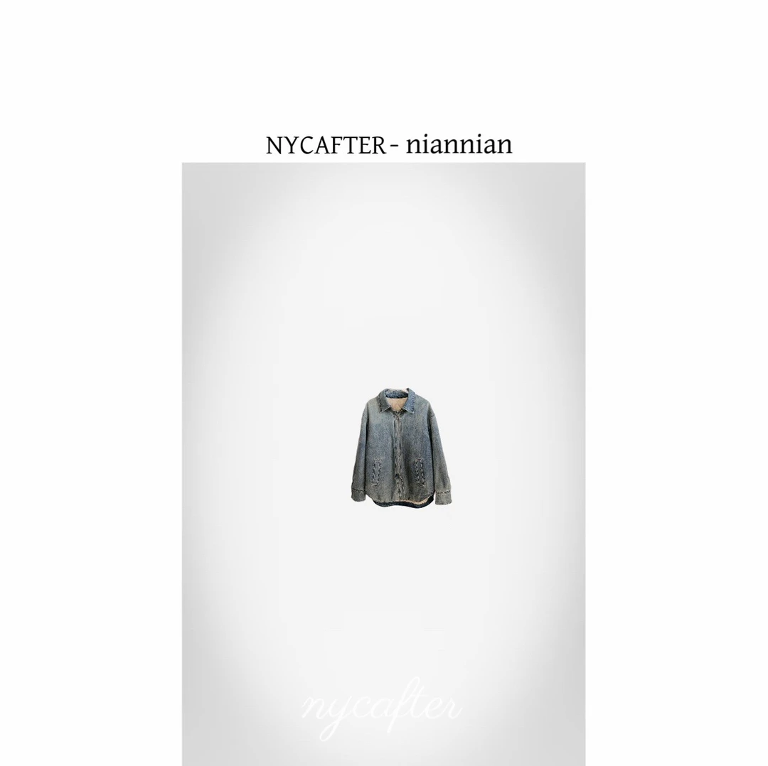 毛领牛仔外套棉服宽松落肩廓形牛仔夹克iu1527