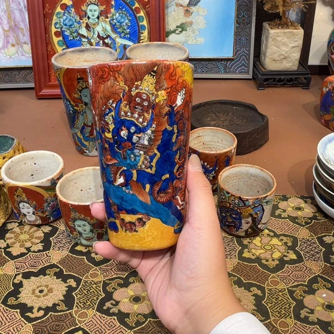 手工手绘大威德金刚茶杯