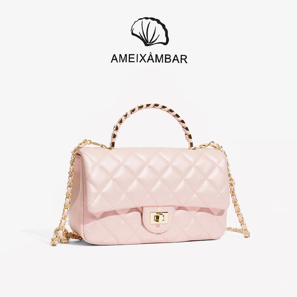 【人鱼姬】爱美巴新款小香风手提单肩斜挎菱格包A24283