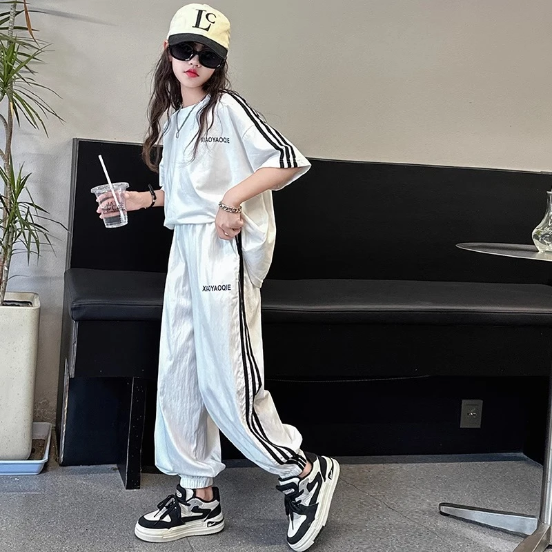 女童运动套装夏装2025新款儿童夏季洋气休闲防蚊裤两件套大童女装