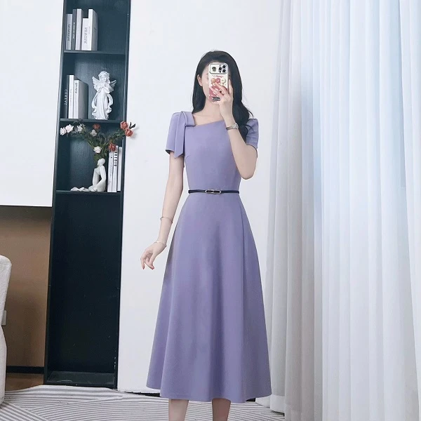 拉夏贝尔25夏温婉大方洋气显瘦气质贵气名媛短袖连衣裙 10453 ZCJ