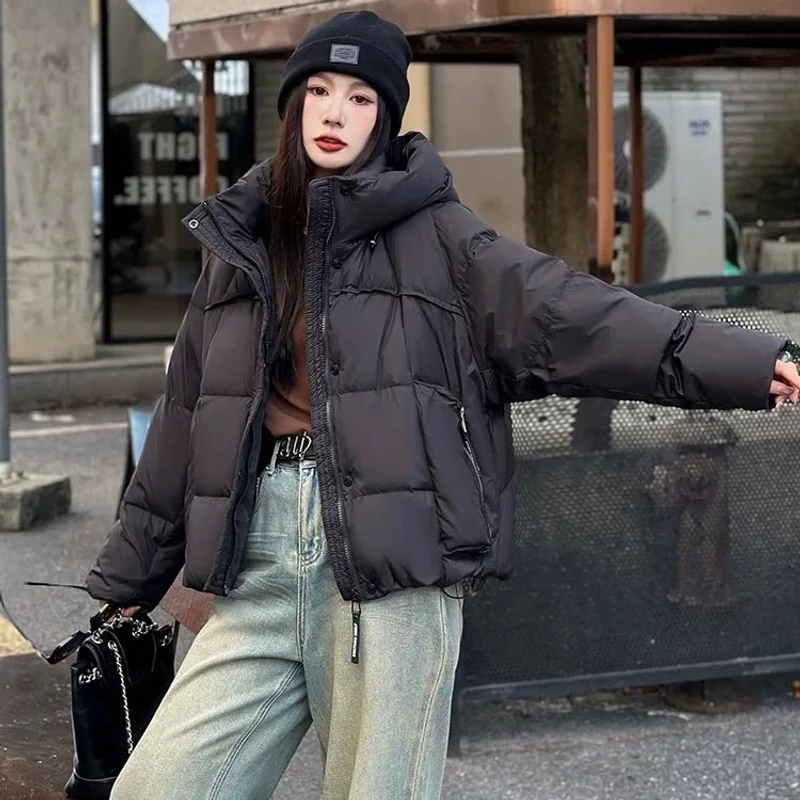 女士冬季时尚加厚保暖连帽棉服833