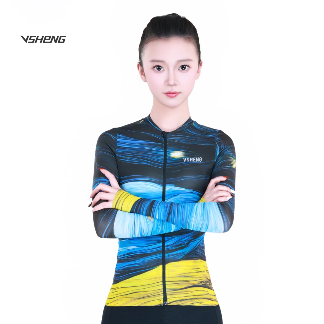 「24款清仓-梵高满天星口袋男女款」春夏长袖薄款牛奶丝骑行服速干