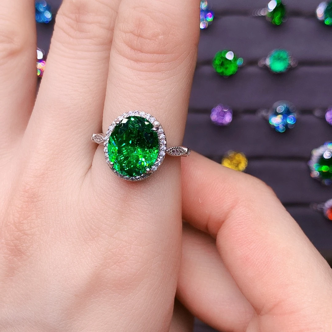 足银森林绿碧开口戒指……