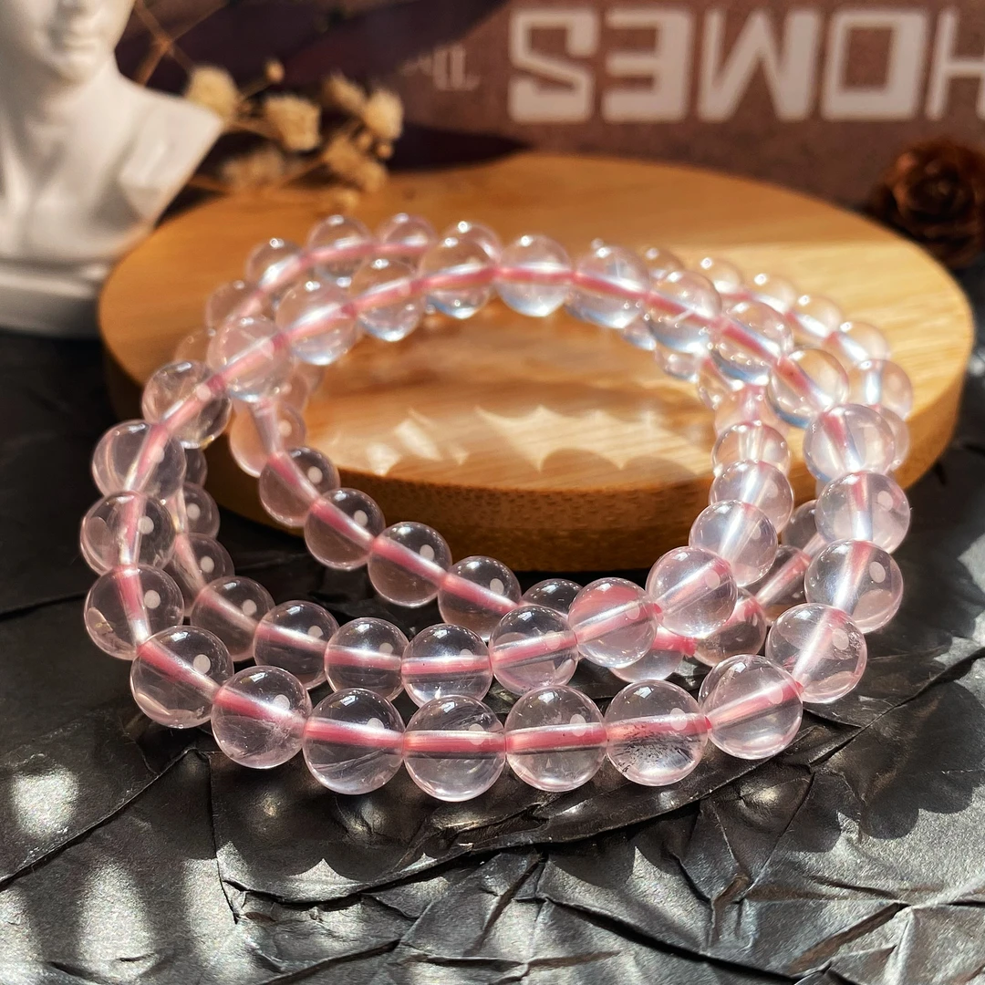 【书记甄选】天然星光粉水晶单圈手链 多样性发一件 约7mm GD526
