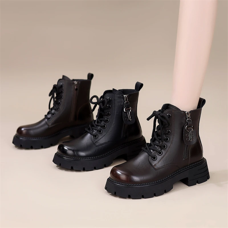 厚底增高马丁靴女2025新款冬季加绒英伦风时尚流行炸街小个子短靴
