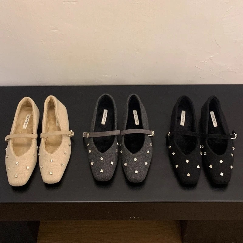 小香风毛毛单鞋女隐形内增高舒适毛呢2025新款法式仙女风玛丽珍鞋