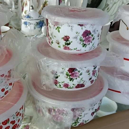 新疆西藏包邮千朵玫瑰骨质瓷三件套保鲜碗