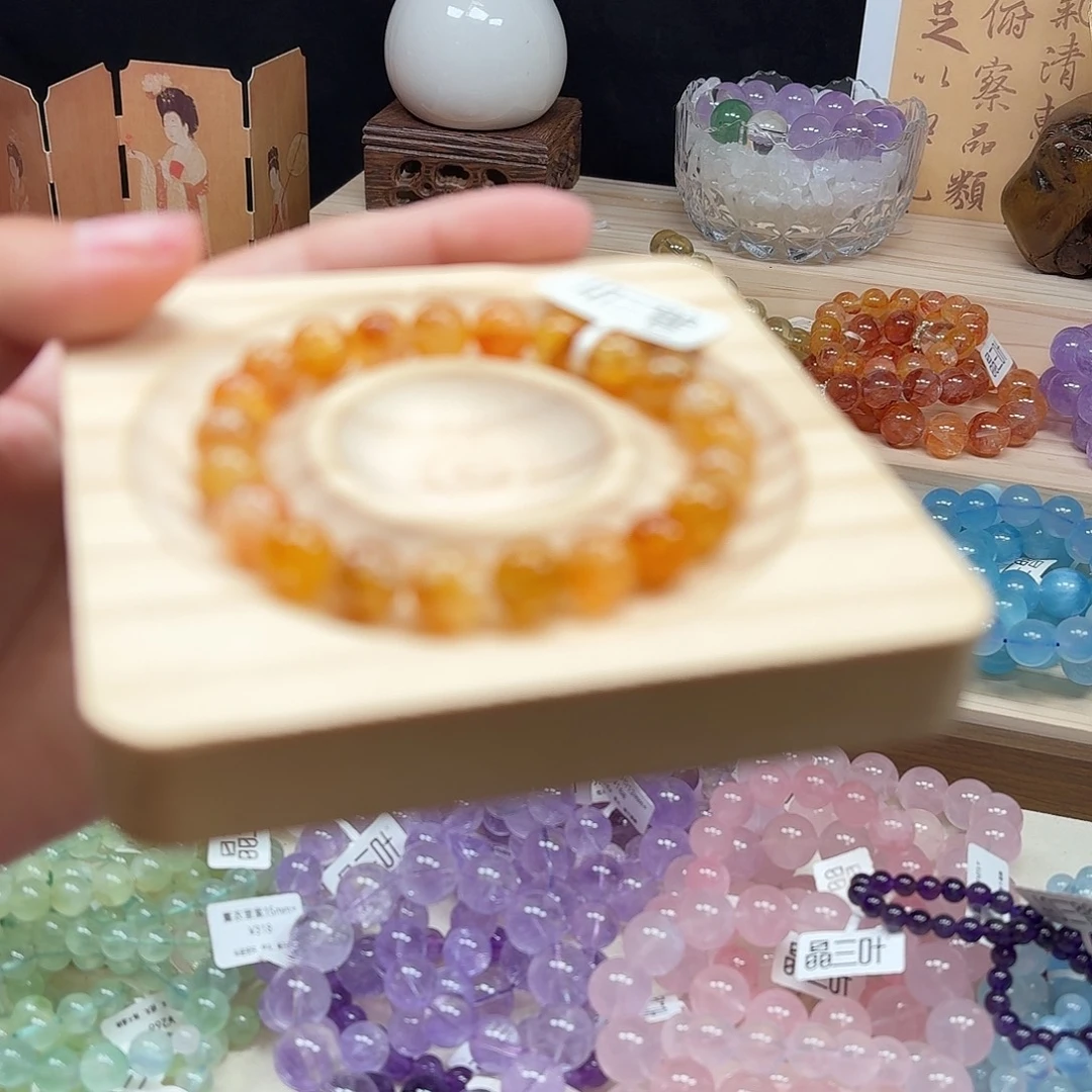 水晶手链未镶嵌8mm+黄胶花