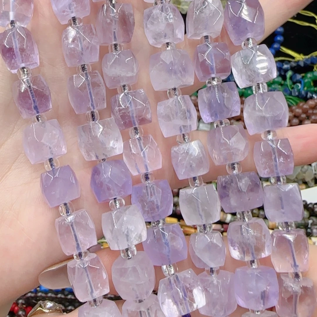 玛瑙/玉髓未镶嵌珠宝半成品薰衣草紫水晶切面方糖一条