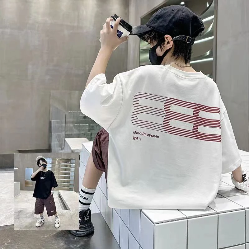 TX-3021   白  休闲儿童中性夏季短袖T恤宽松百搭
