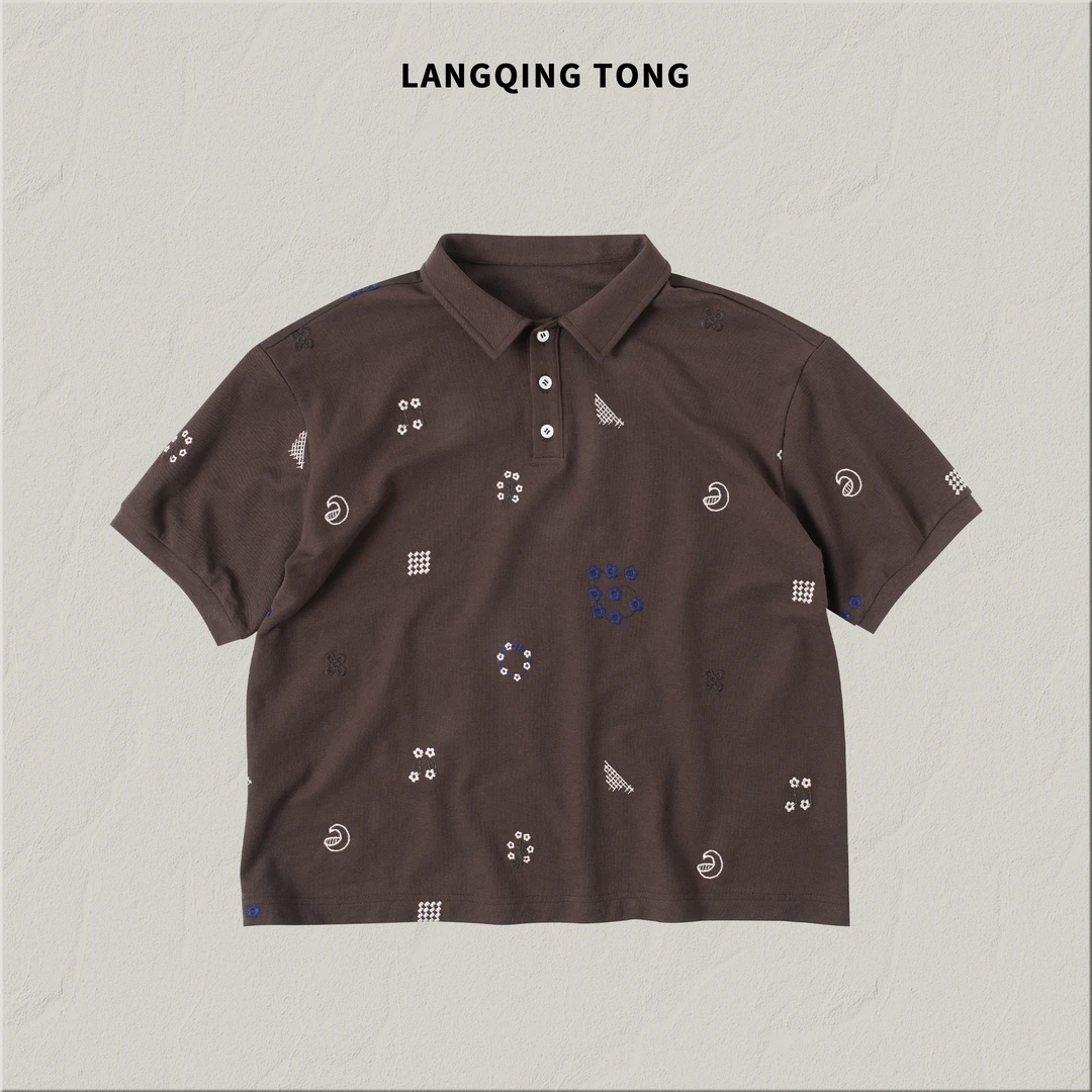 浪清/女装推荐 埃弗莉夏季刺绣时尚POLO衫44501#