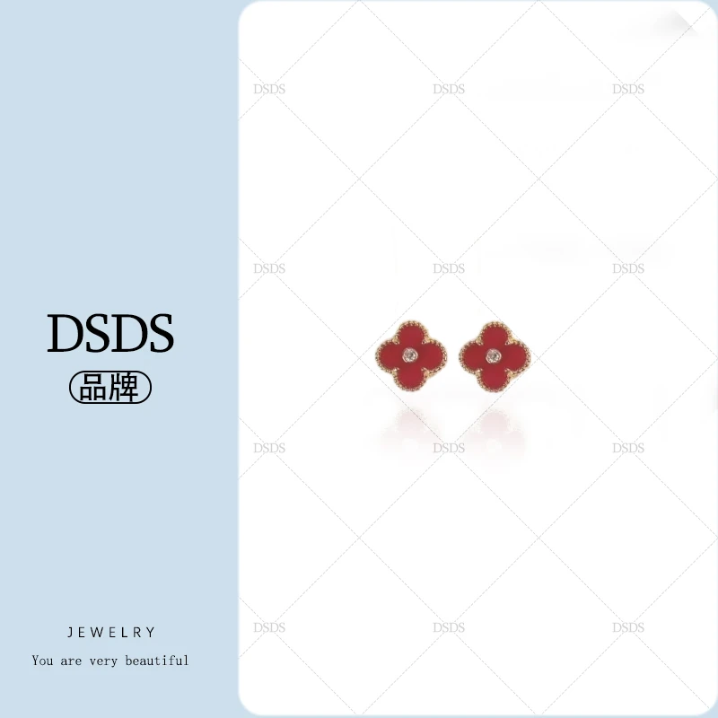 DSDS 合金合成锆石耳饰 【DSDS】超仙草草耳钉简约