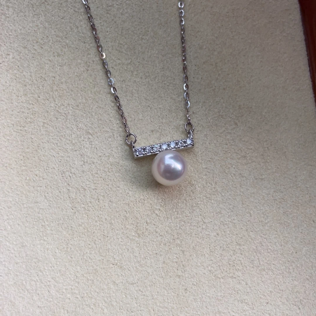 海水珍珠银S925镶嵌项链